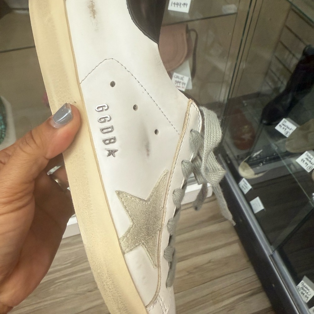 Golden Goose Women's White and Silver Star Sneakers